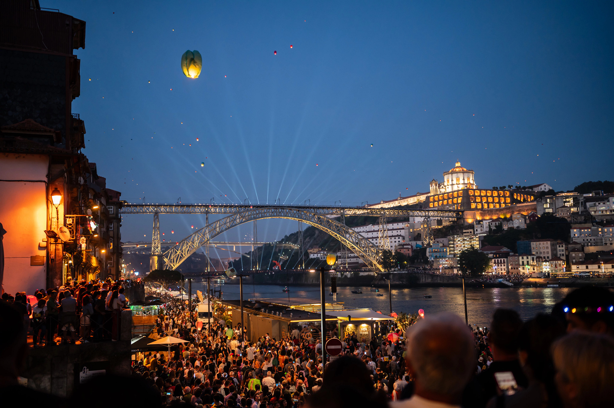 Festas de São João in Porto, Portugal at night