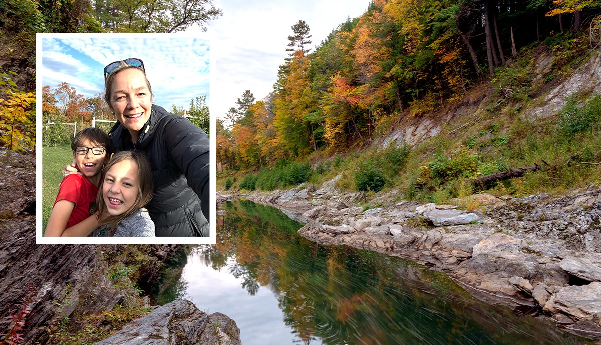 a family hiking
