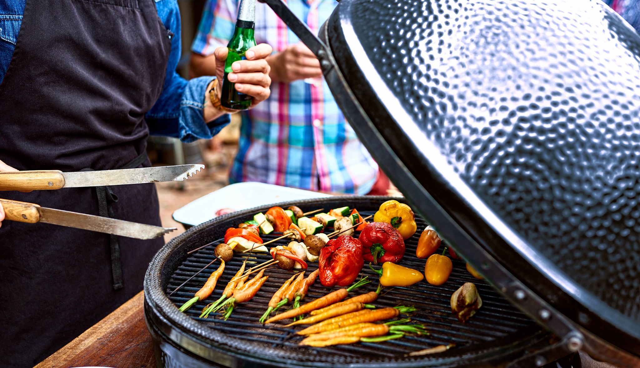 Fresh vegetables grilling on barbecue for social gathering, healthy living, vegetarian, fresh Fresh vegetables grilling on barbecue for social gathering, healthy living, vegetarian, fresh