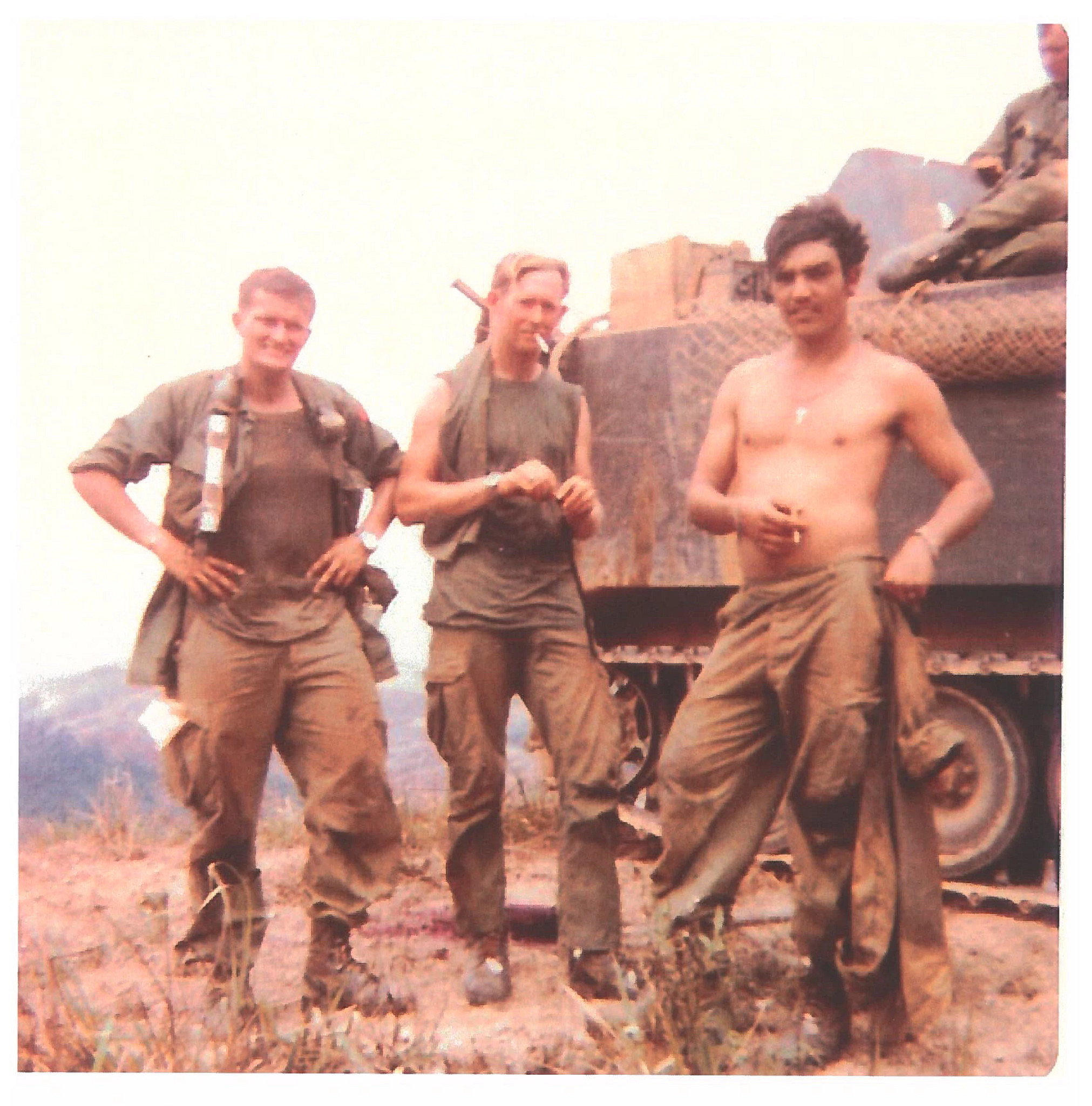 albion bergstrom with his wartime buddies sergeat locke and private first class burris in 1971