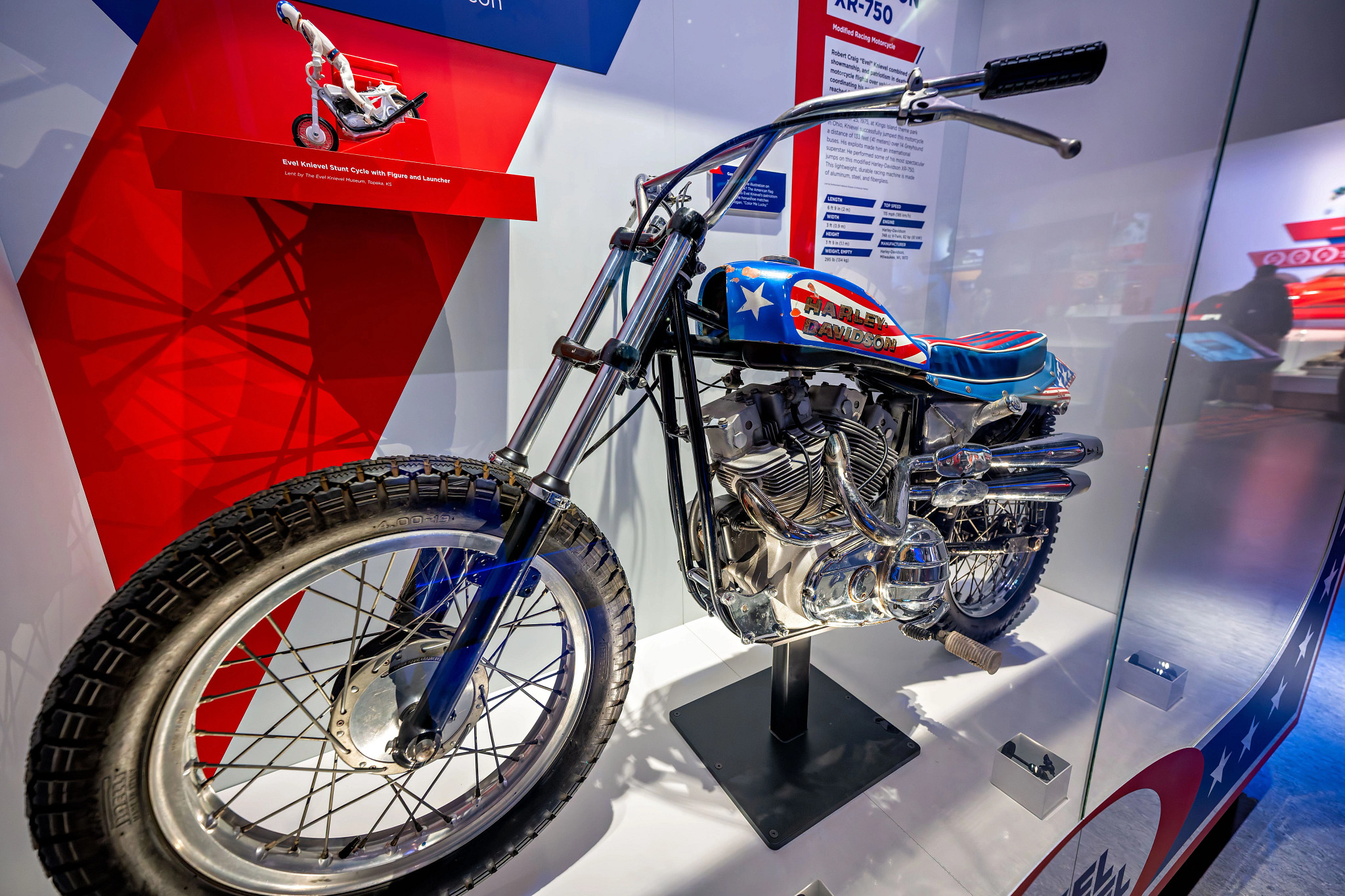 Evel Knievel’s motorcycle on display at the National Air and Space Museum