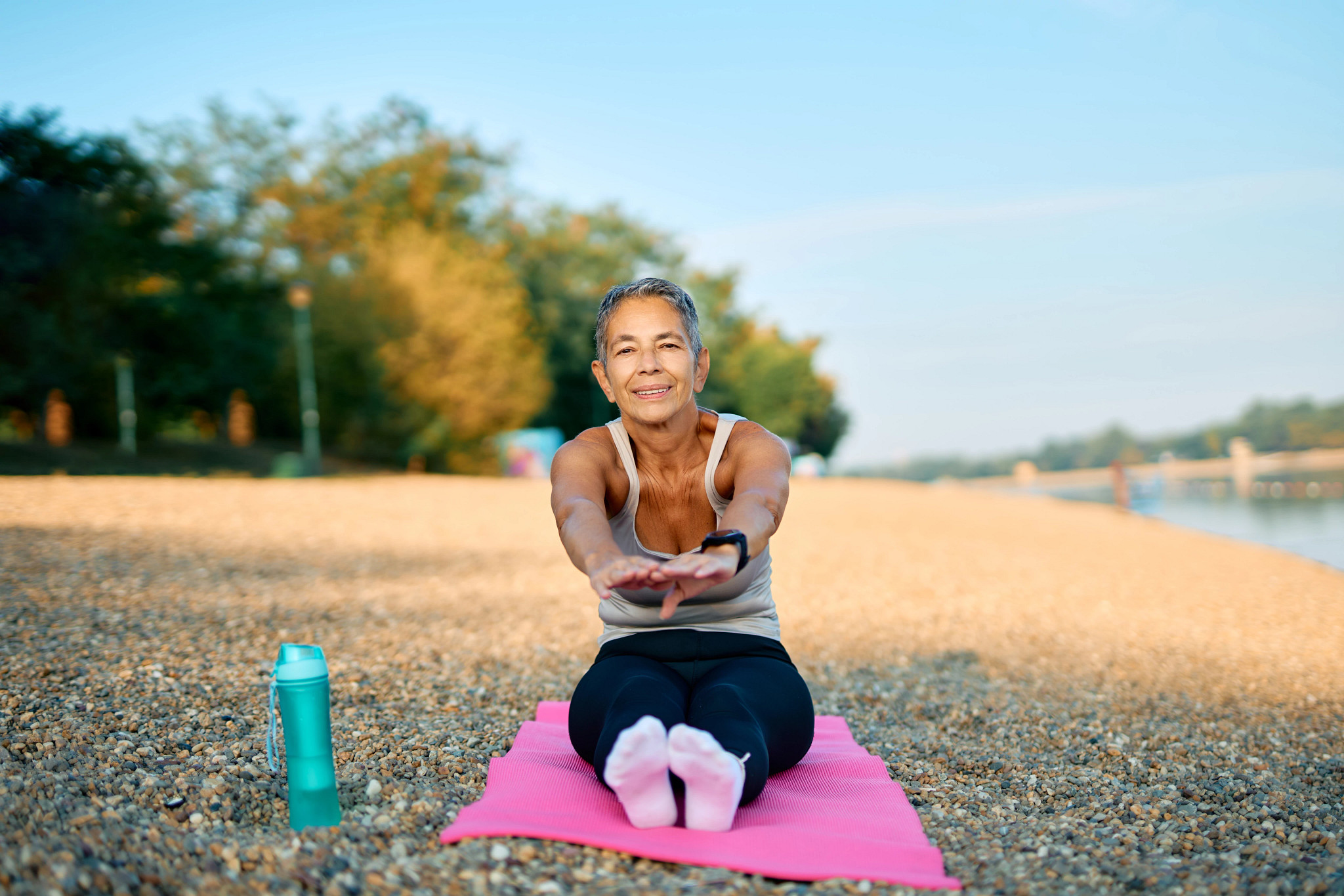 African American woman stretching