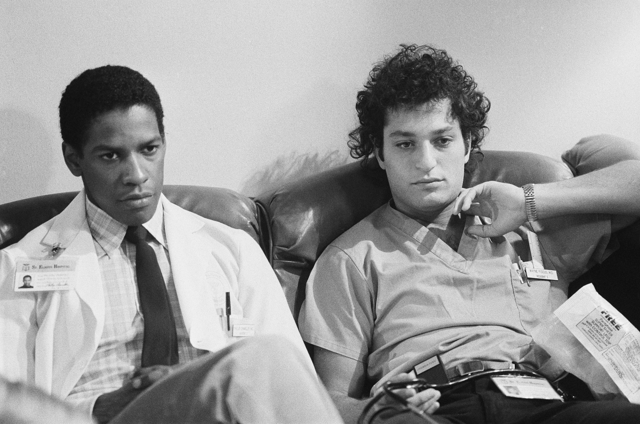 denzel washington and howie mandel in a scene from an episode of saint elsewhere