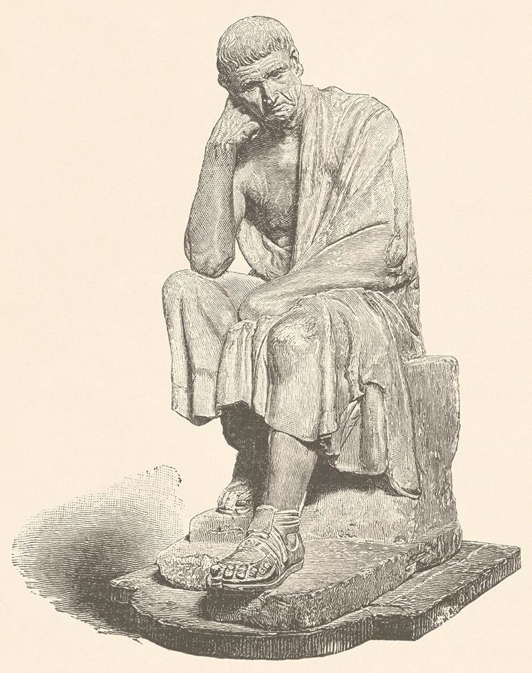 A portrait of a statue of Aristotle