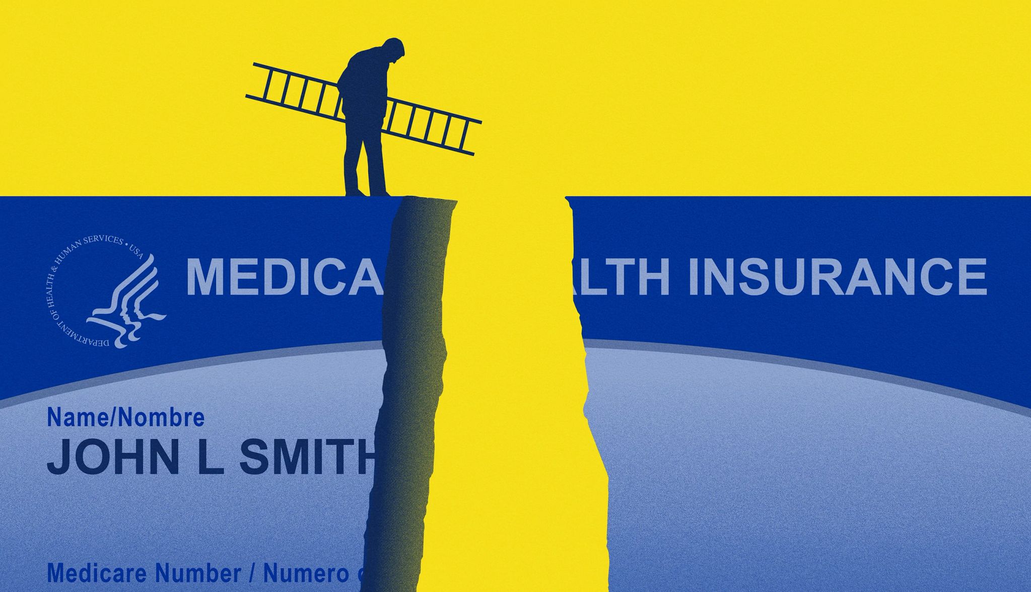 A creative illustration depicts a gap in medicare coverage