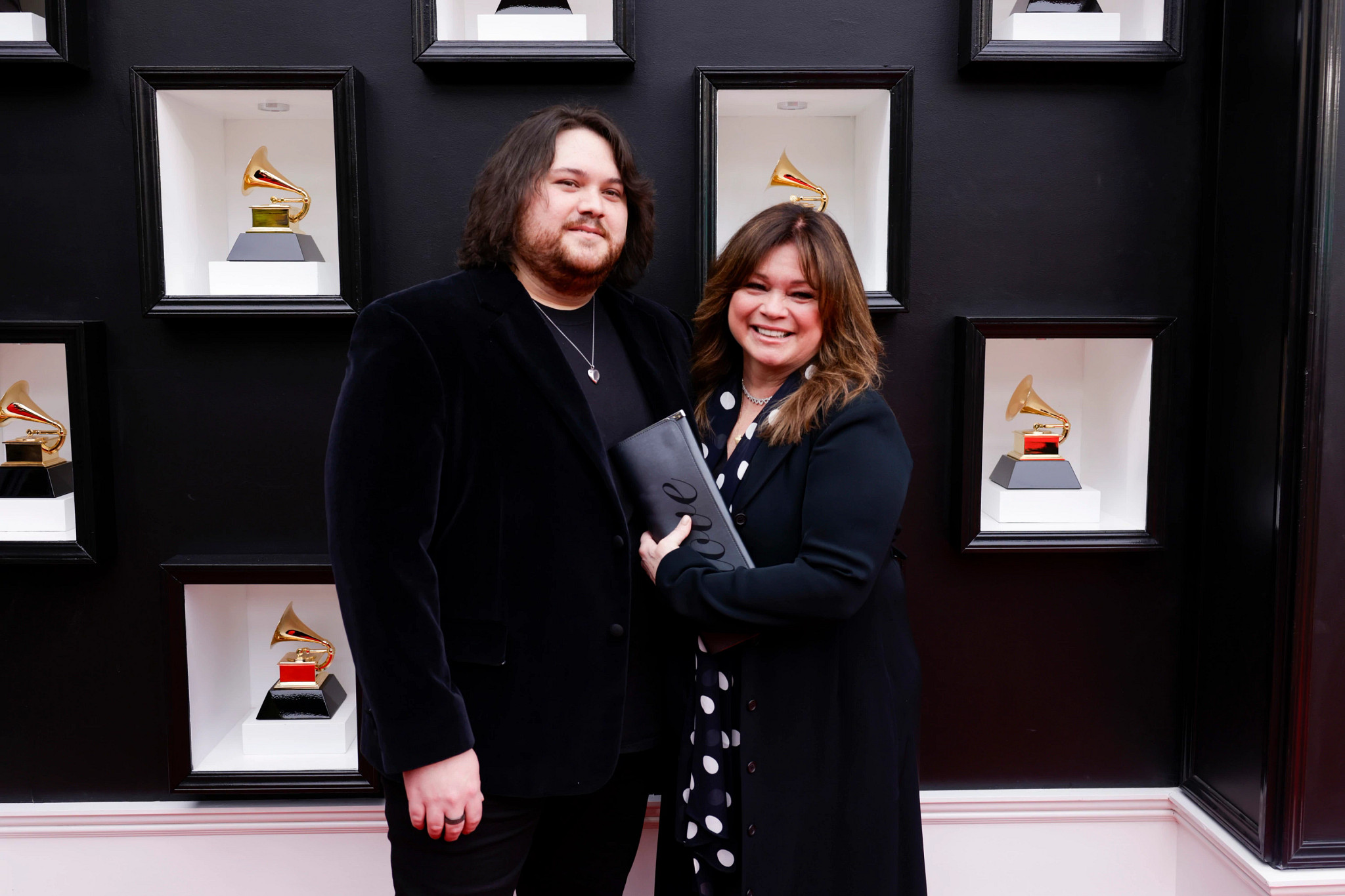 valerie bertinellie smiling beside her son, wolfgang van halen