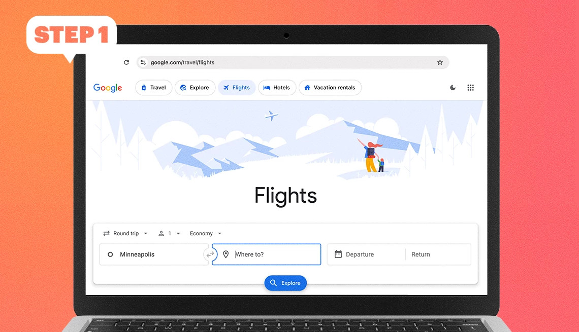 a laptop with google flights on the screen
