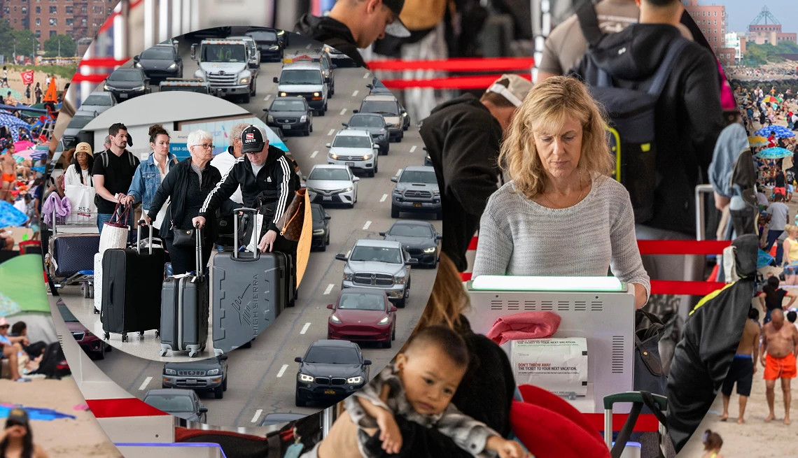 different images of people traveling