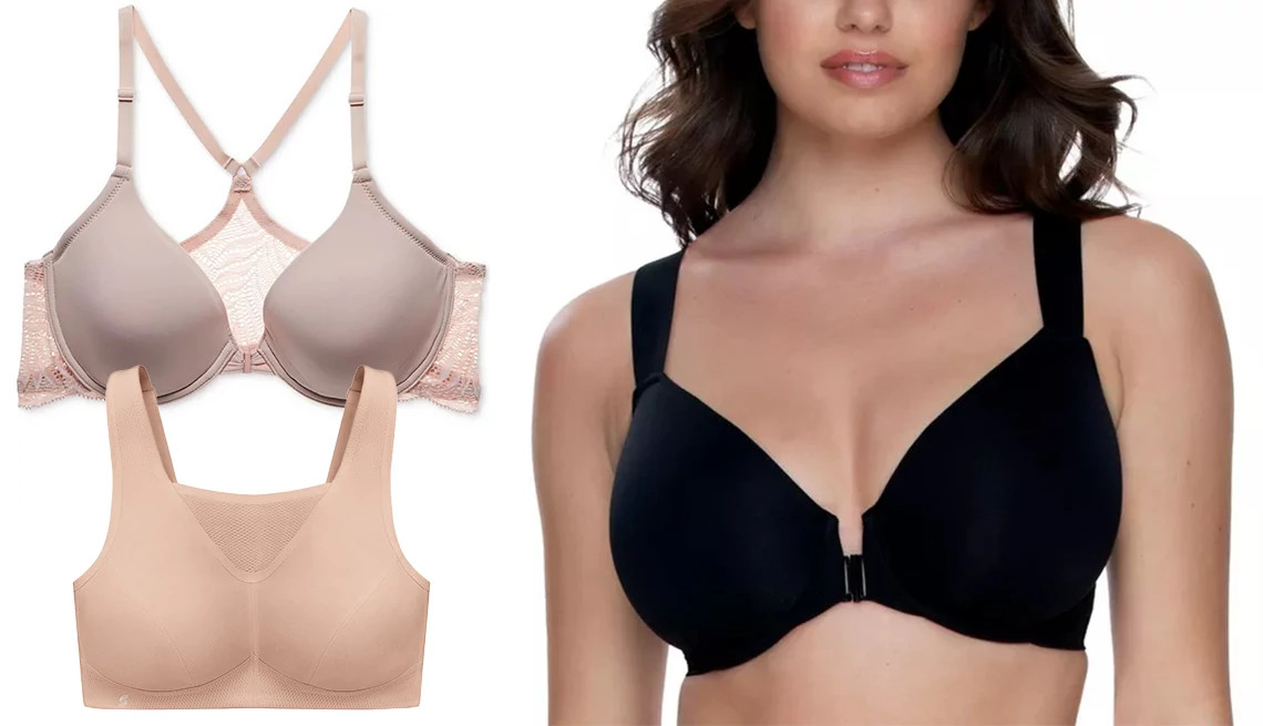 a collage with three different bras