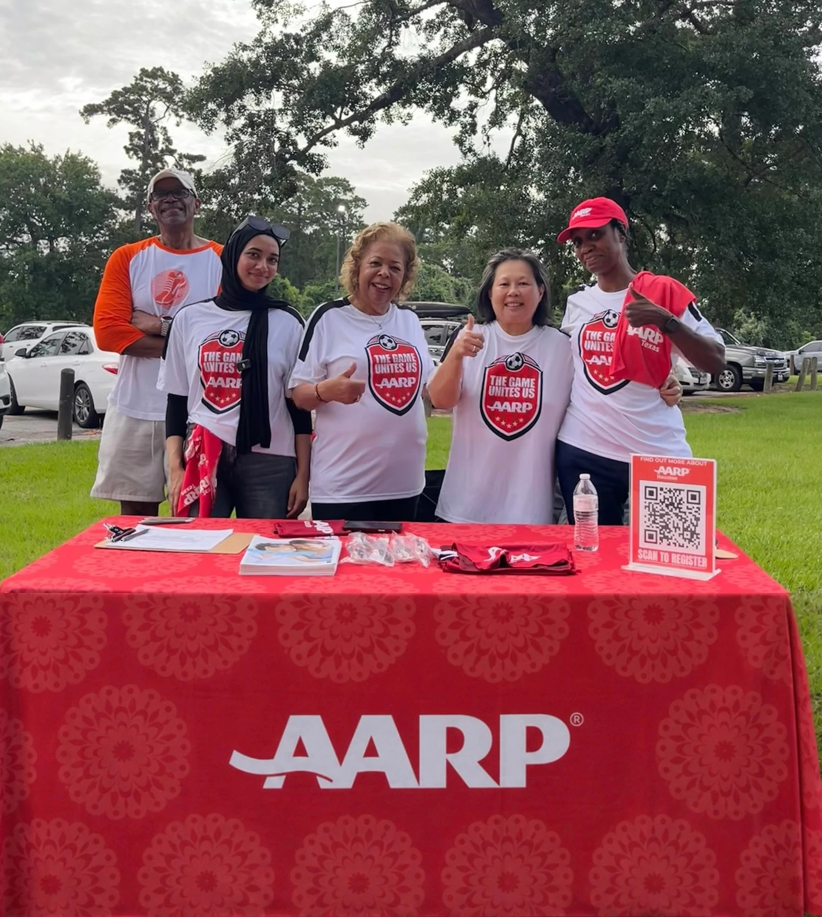 a group photo of AARP members at an even