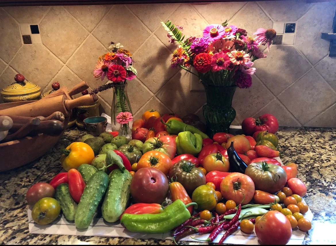 vegetables on a counter