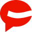 red comment bubble logo icon