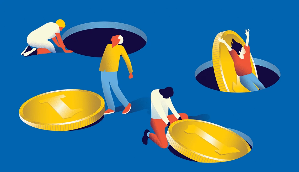 emergency fund mistakes to avoid people with coins and holes on a blue field