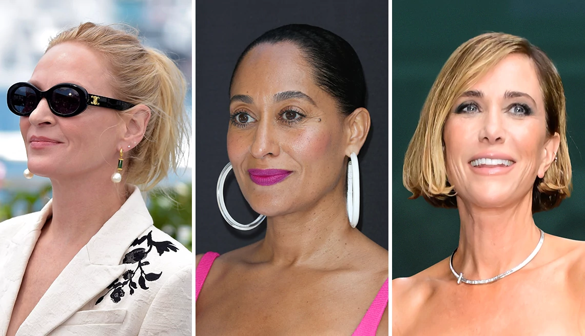 Uma Thurman, Tracee Ellis Ross and Kristen Wiig Uma Thurman at Cannes Film Festival 2024; Tracee Ellis Ross attends the FYC event for ABC's "Blackish" at The Walt Disney Studios in Burbank, California; Kristen Wiig arriving at The Inaugural Gotham TV Awards in New York