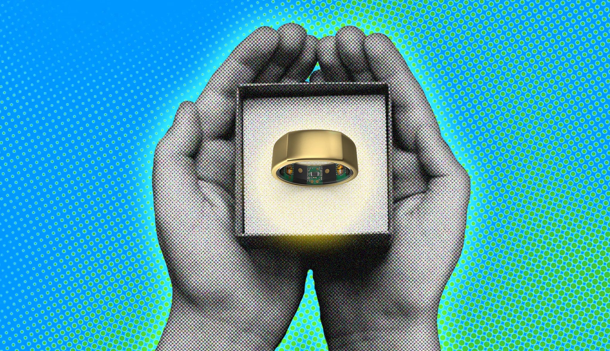 What to Know About Smart Rings hands holding a ring box with a gold smart ring inside