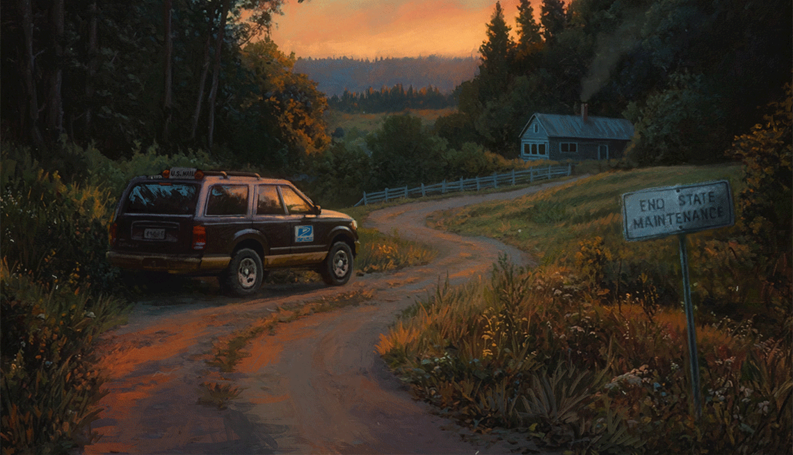 Book Excerpt: Why I Became a Mailman a mail truck parked on a dirt road near a small house in the forest