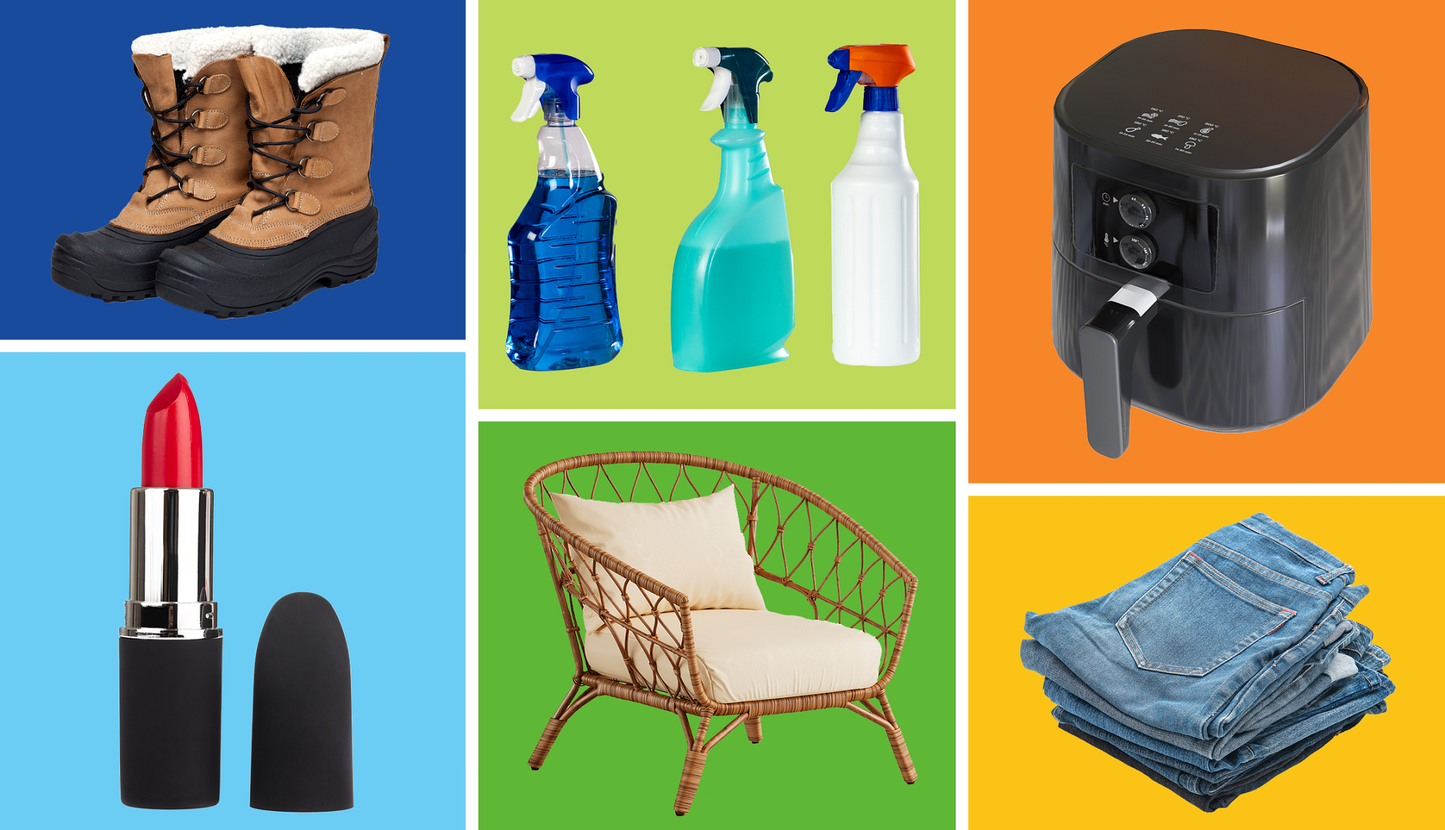 a collection of items on sale in march, including cosmetics, cleaning supplies, appliances and more