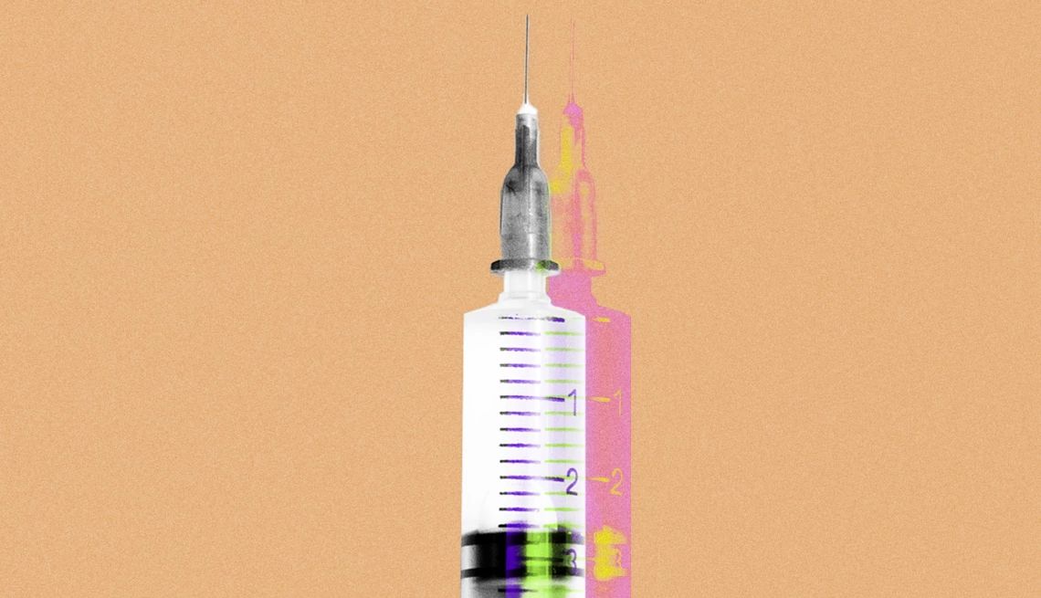 Combo COVID-Flu Vaccine syringe with shadow
