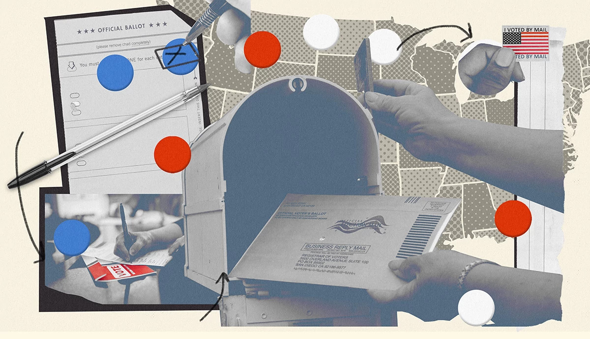 a mail box with letters and ballots