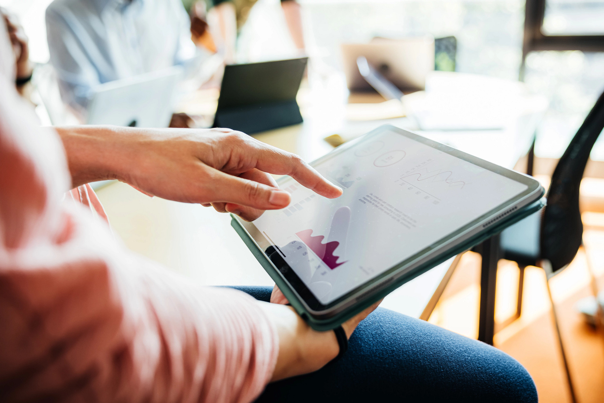 a person using a tablet