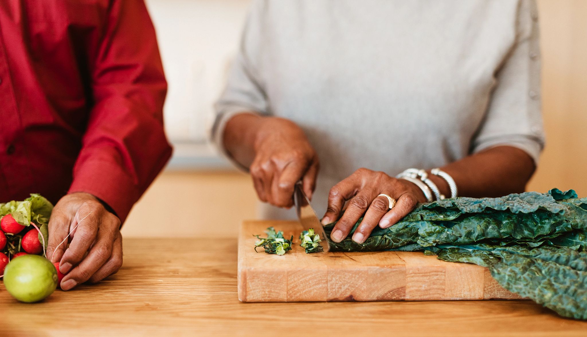 Guide to Kidney Health chopping leafy greens