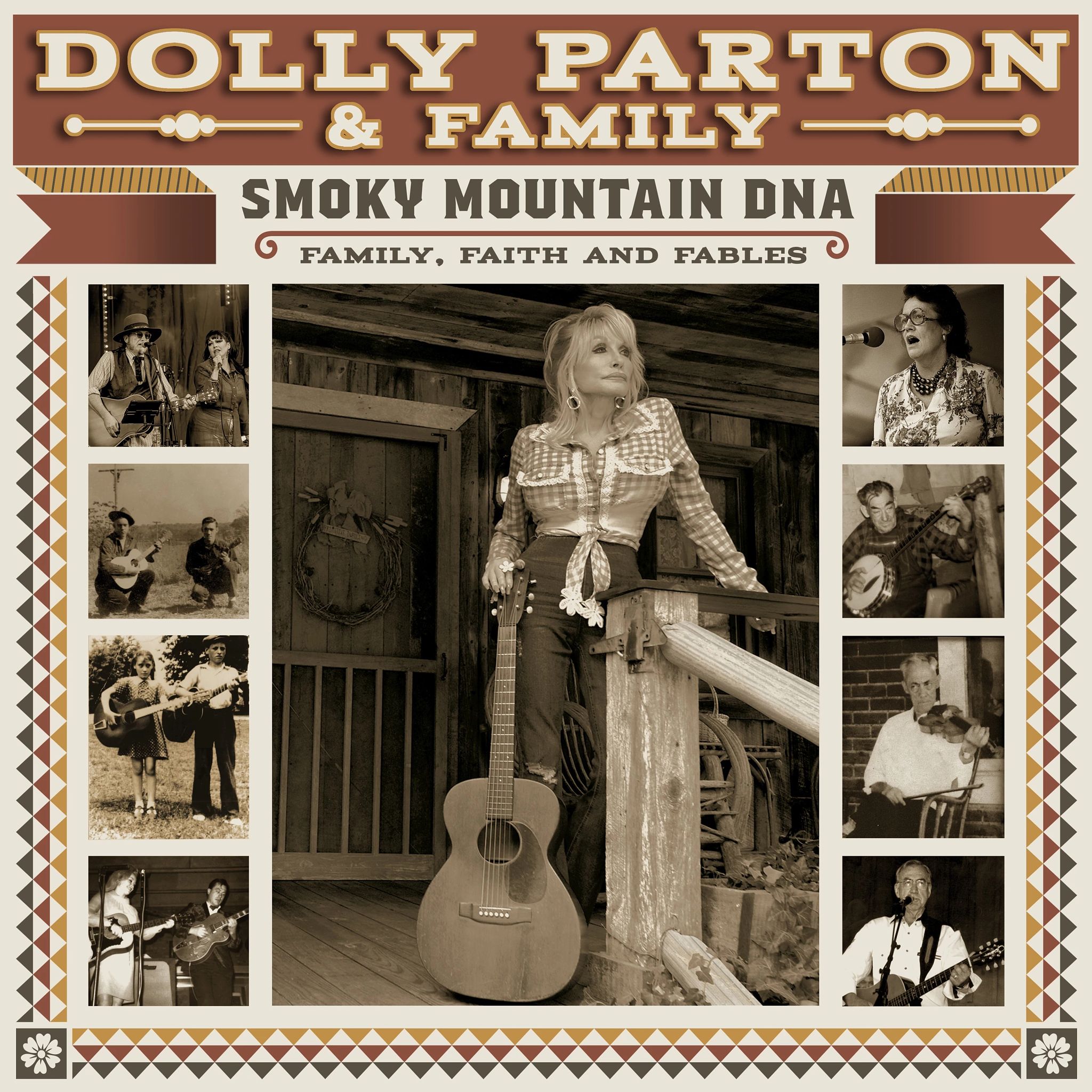 Dolly Parton and Family The album cover for Smoky Mountain DNA Family Faith and Fables by Dolly Parton and Family