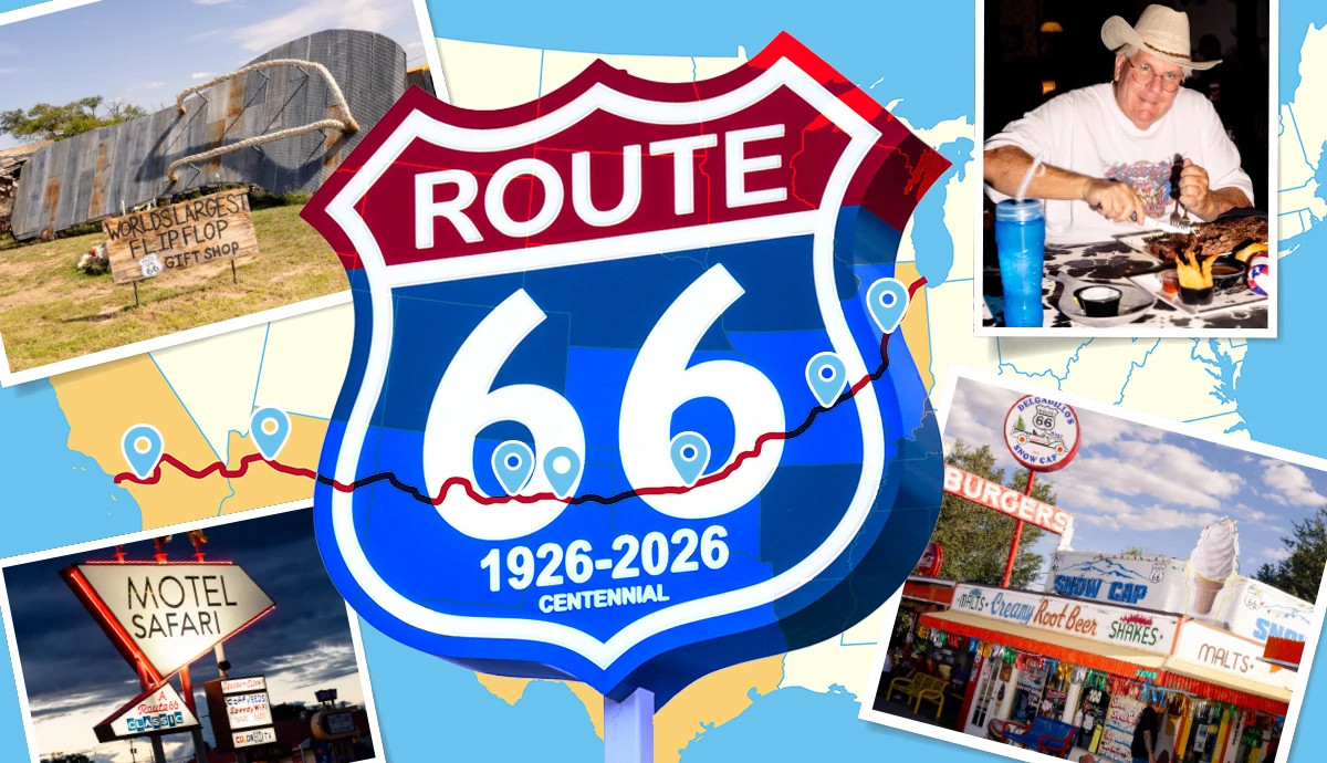 a collage of locations along route 66