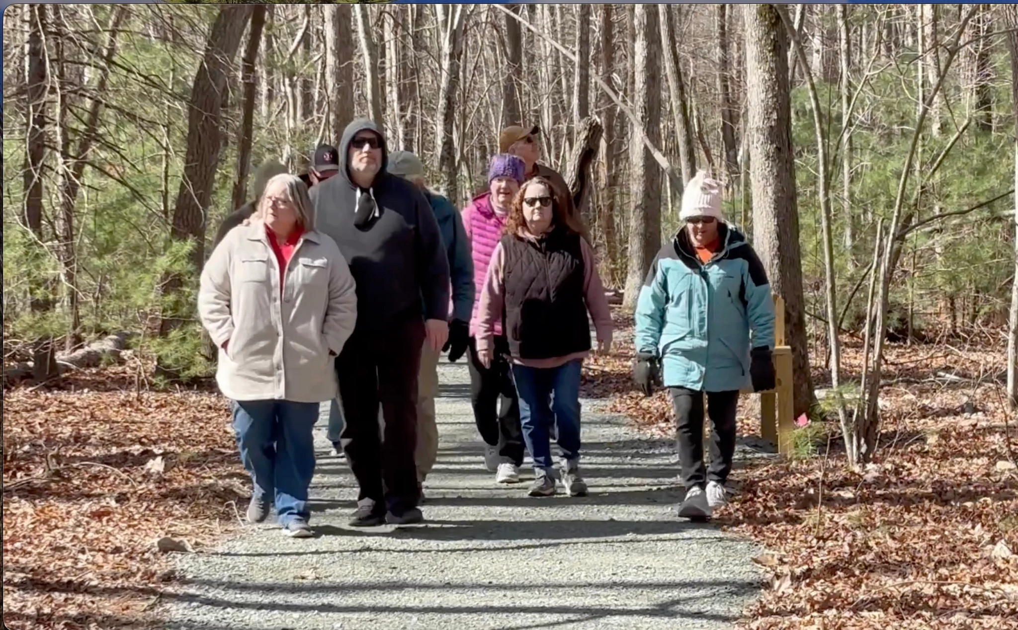 A family walking through a park