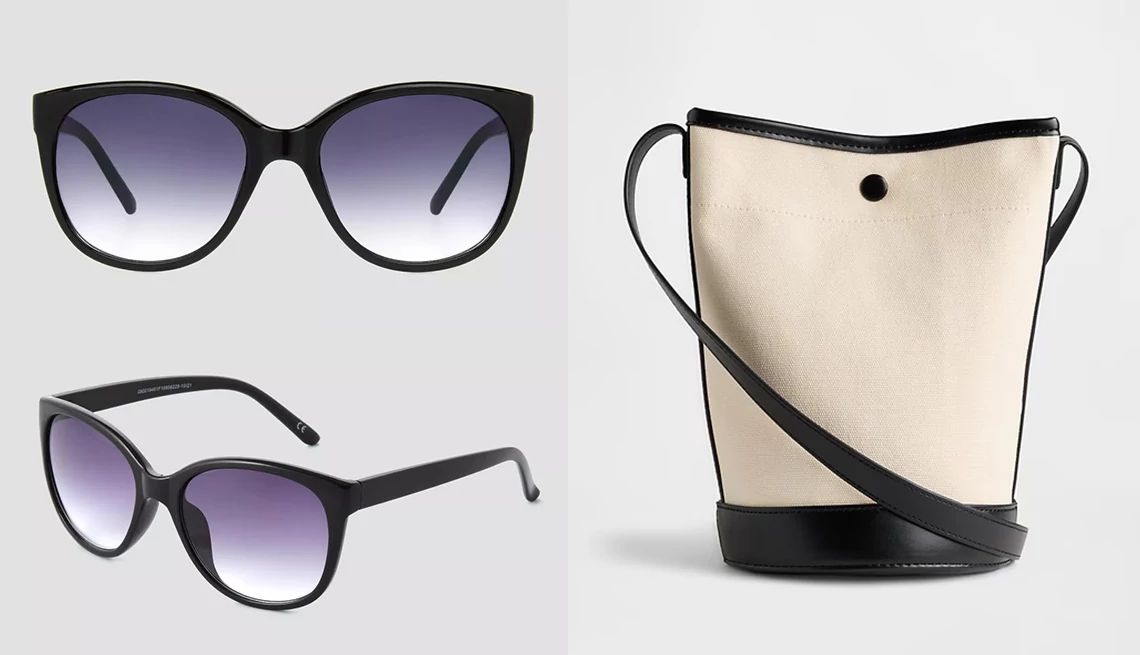 How to Dress for a Summer Heat Wave a collage with sunglasses and a handbag