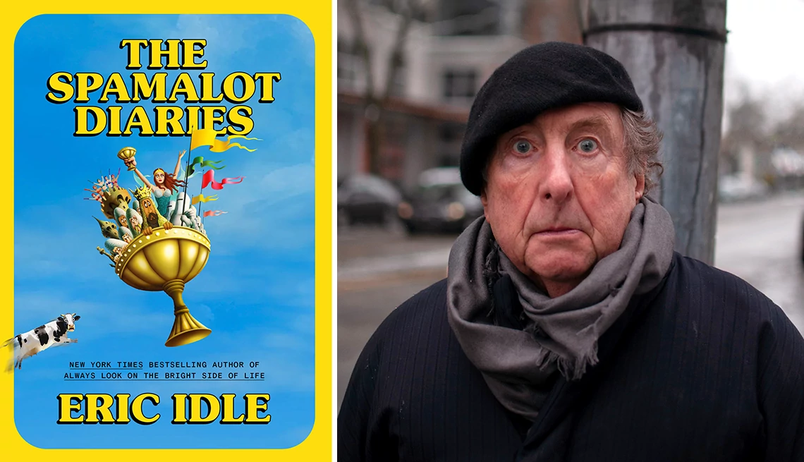 Eric Idle Eric Idle next to the book cover of The Spamalot Diaries