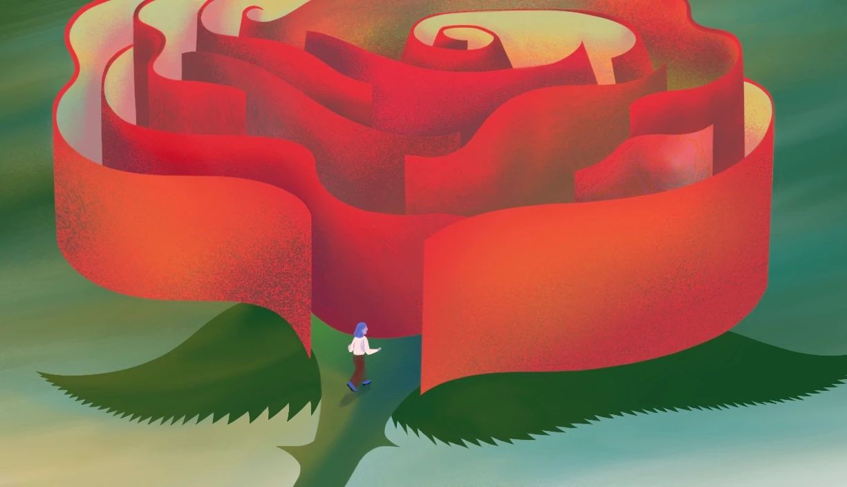 If You Don’t Have Anyone to Talk to About Surviving Infidelity, Read This! a red rose in the shape of a maze