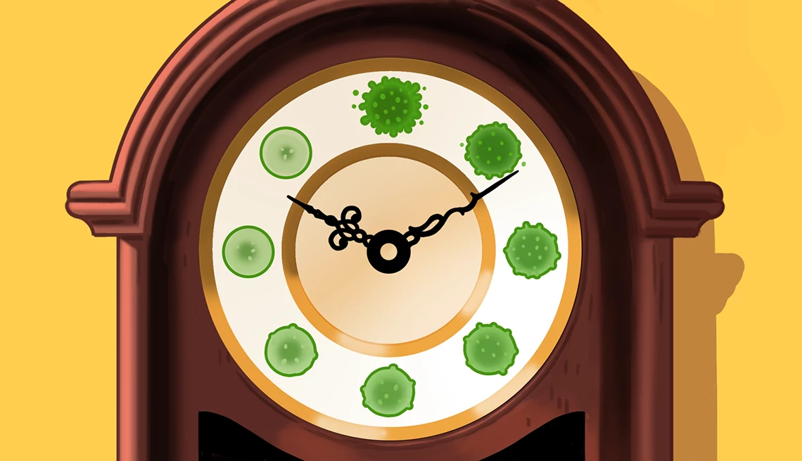 Un reloj marcando el paso del virus de la influenza.