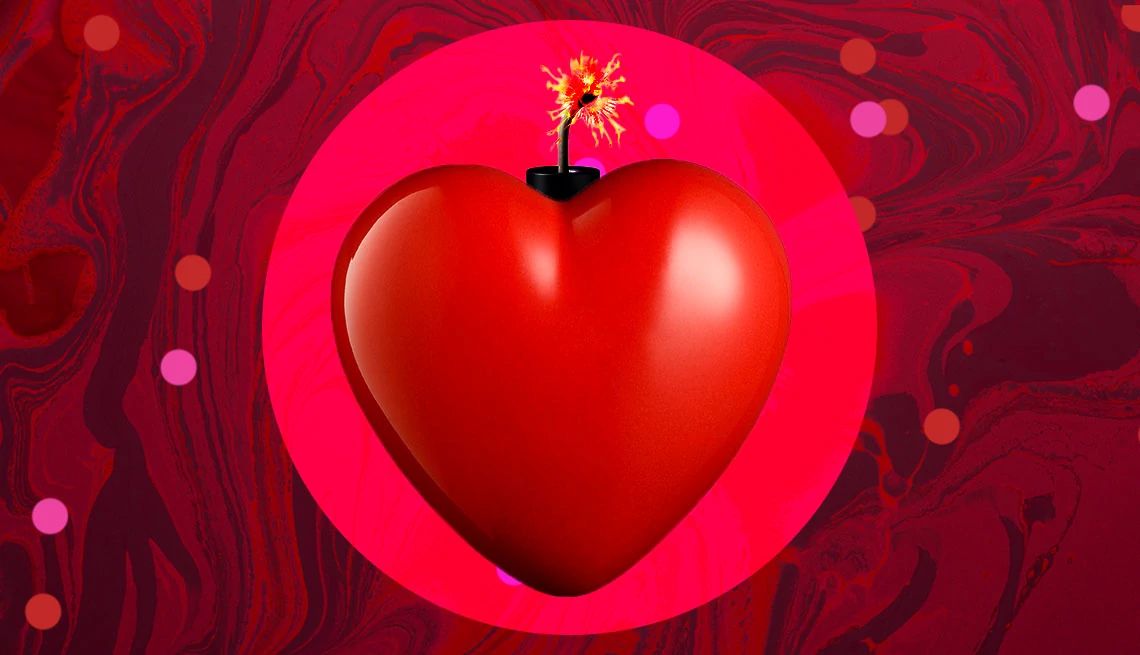 Estafadores románticos Una bomba roja en forma de corazón