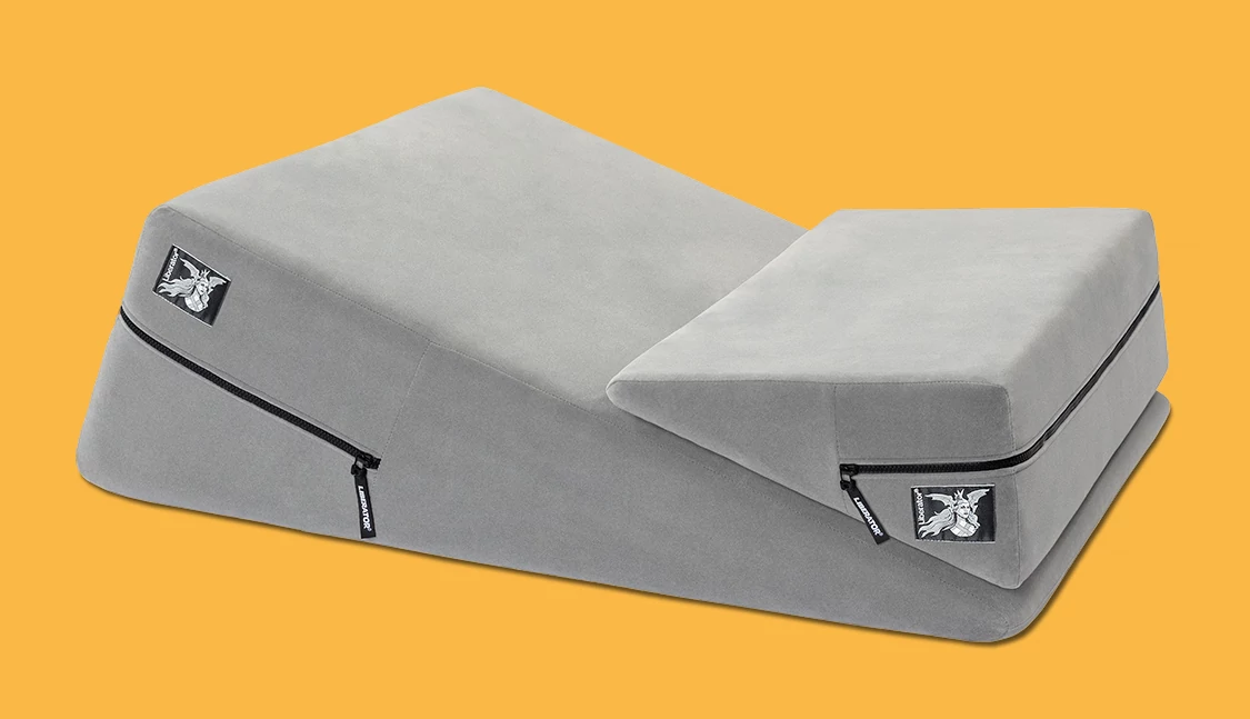 A wedge is an example of a type of sex furniture gray wedge on a yellow background