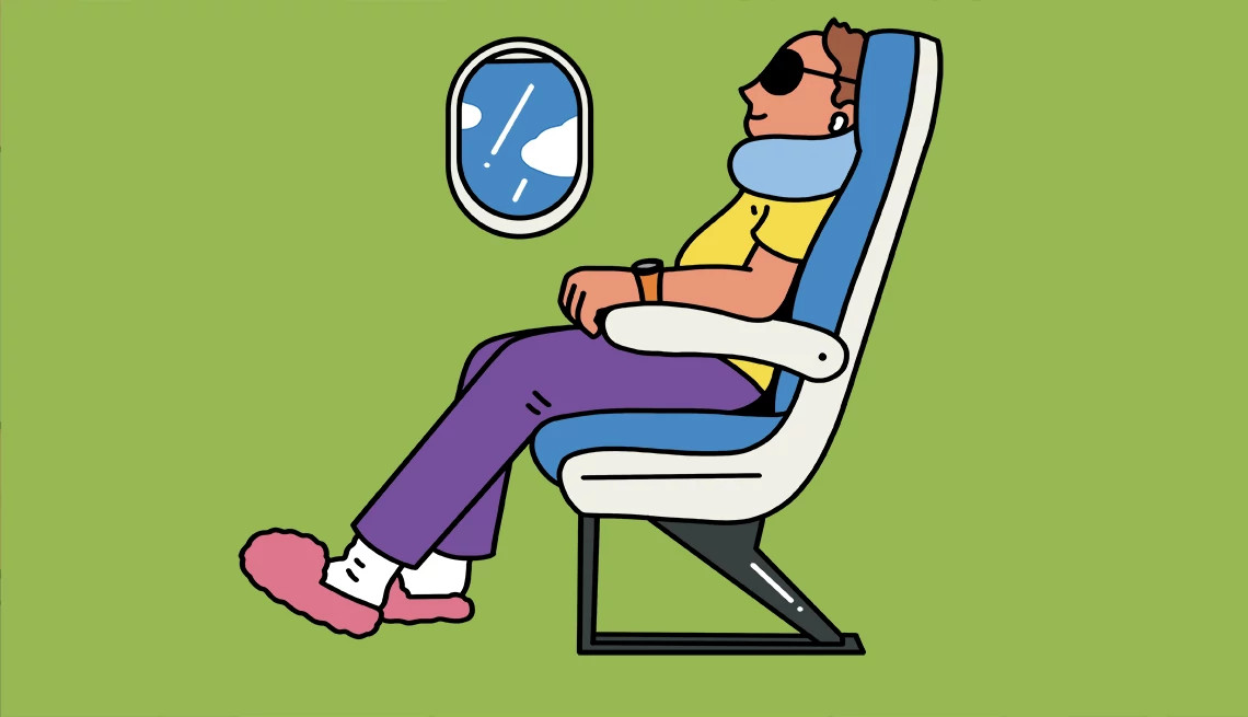 a person relaxing on a plane