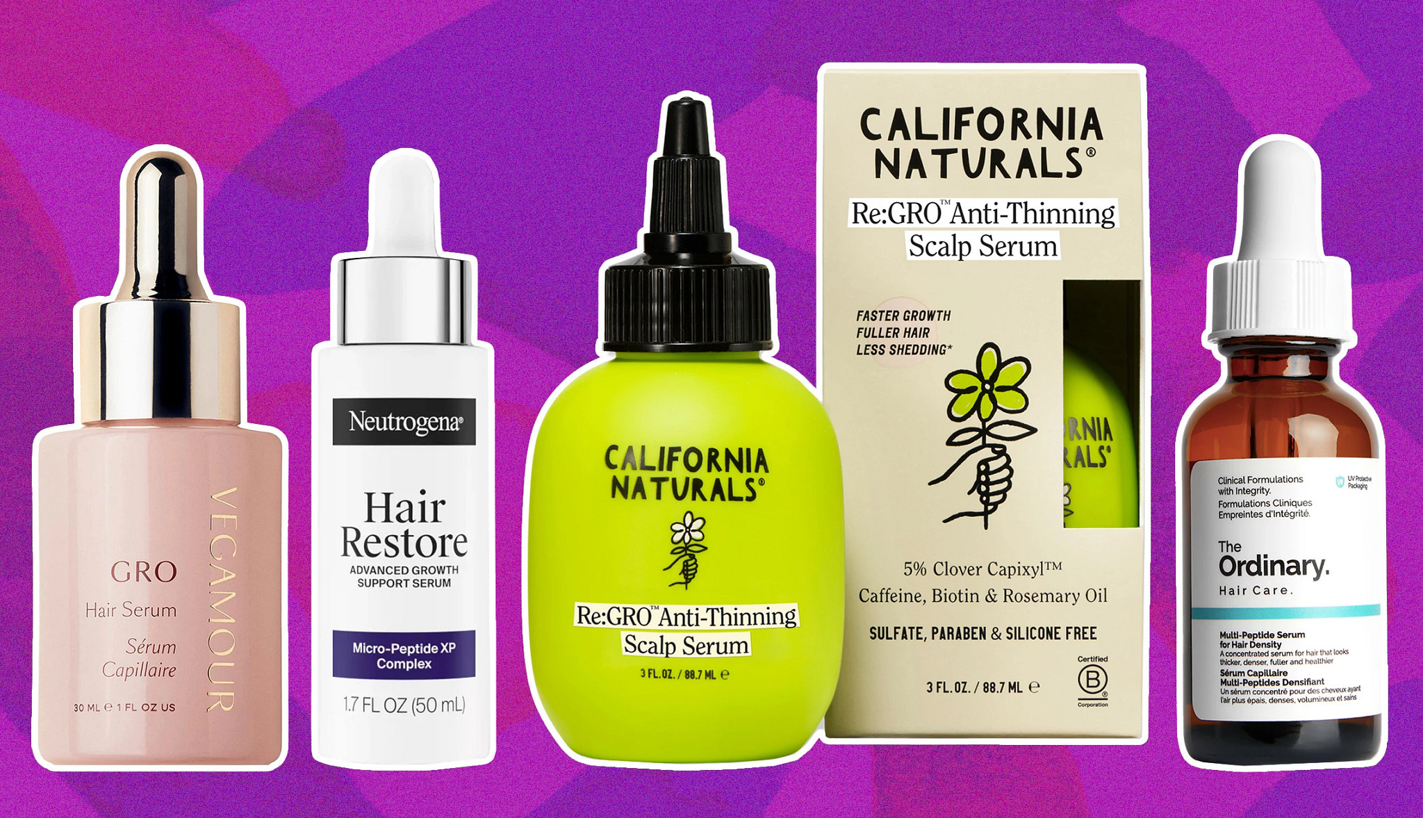 a collage with hair oil products for hair growth