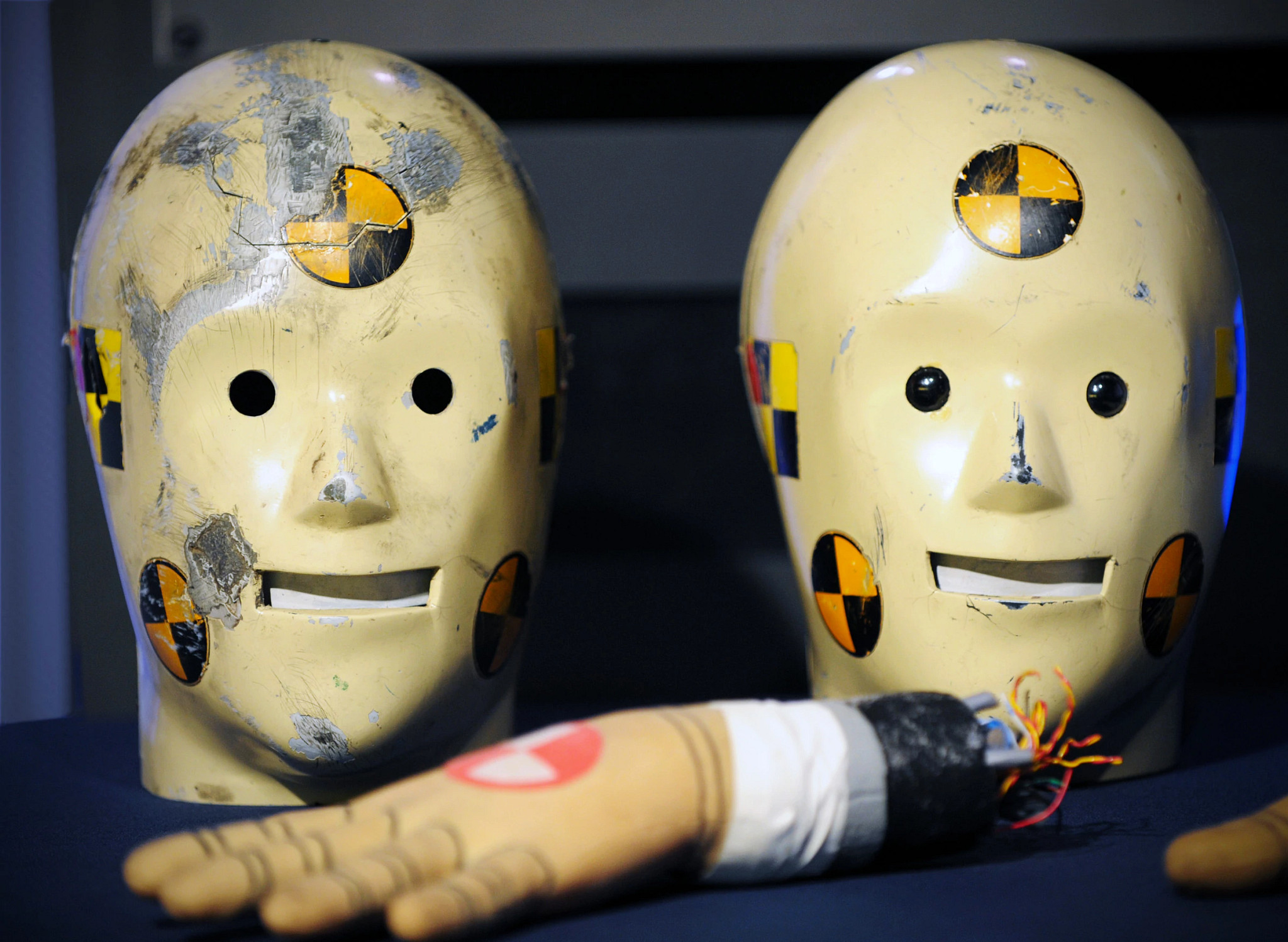 Crash test dummies Vince and Larry are shown in a photo