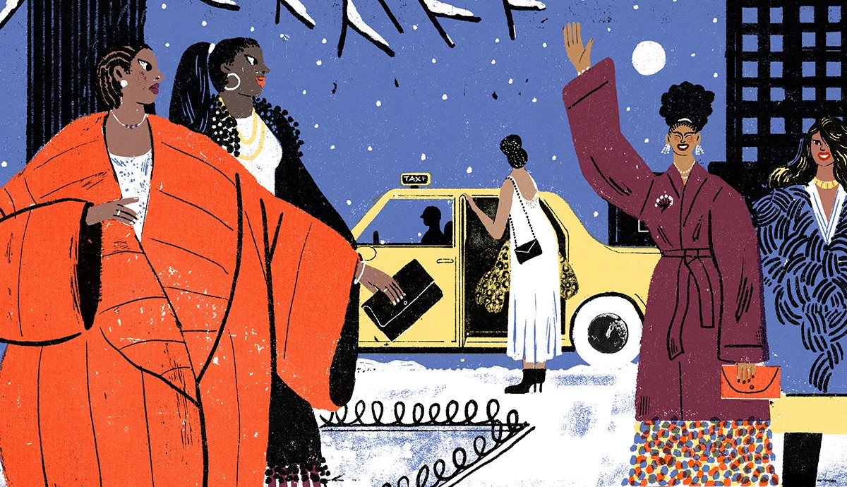 Women dressed up going out for the evening