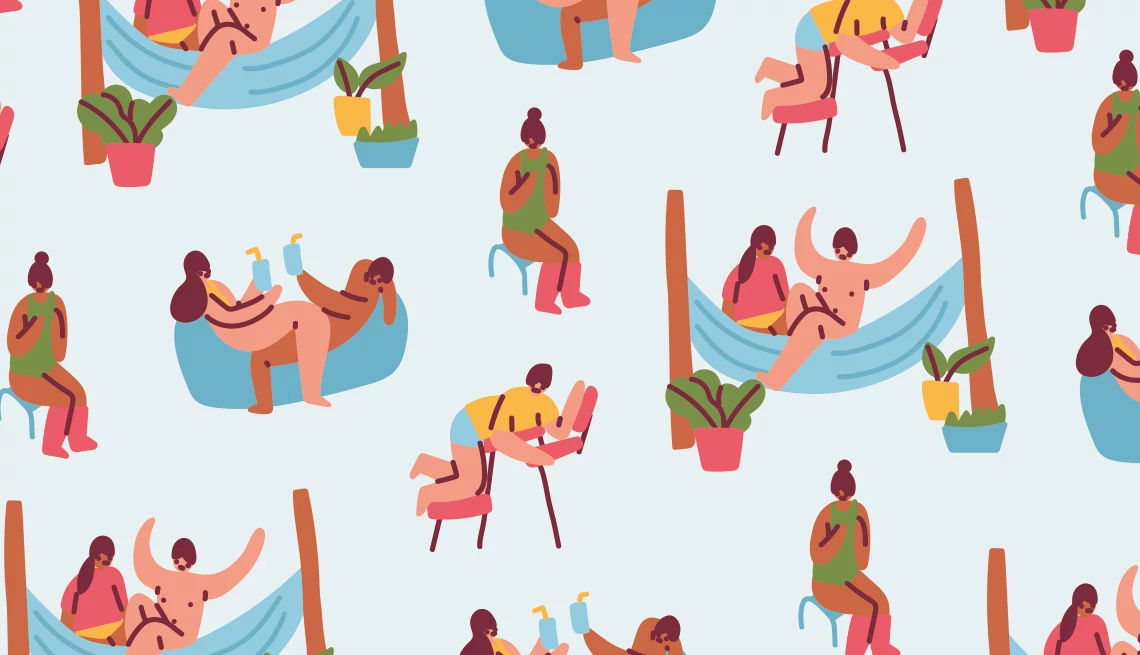 various types of sex furniture couples and singles trying out different pieces of sex furniture