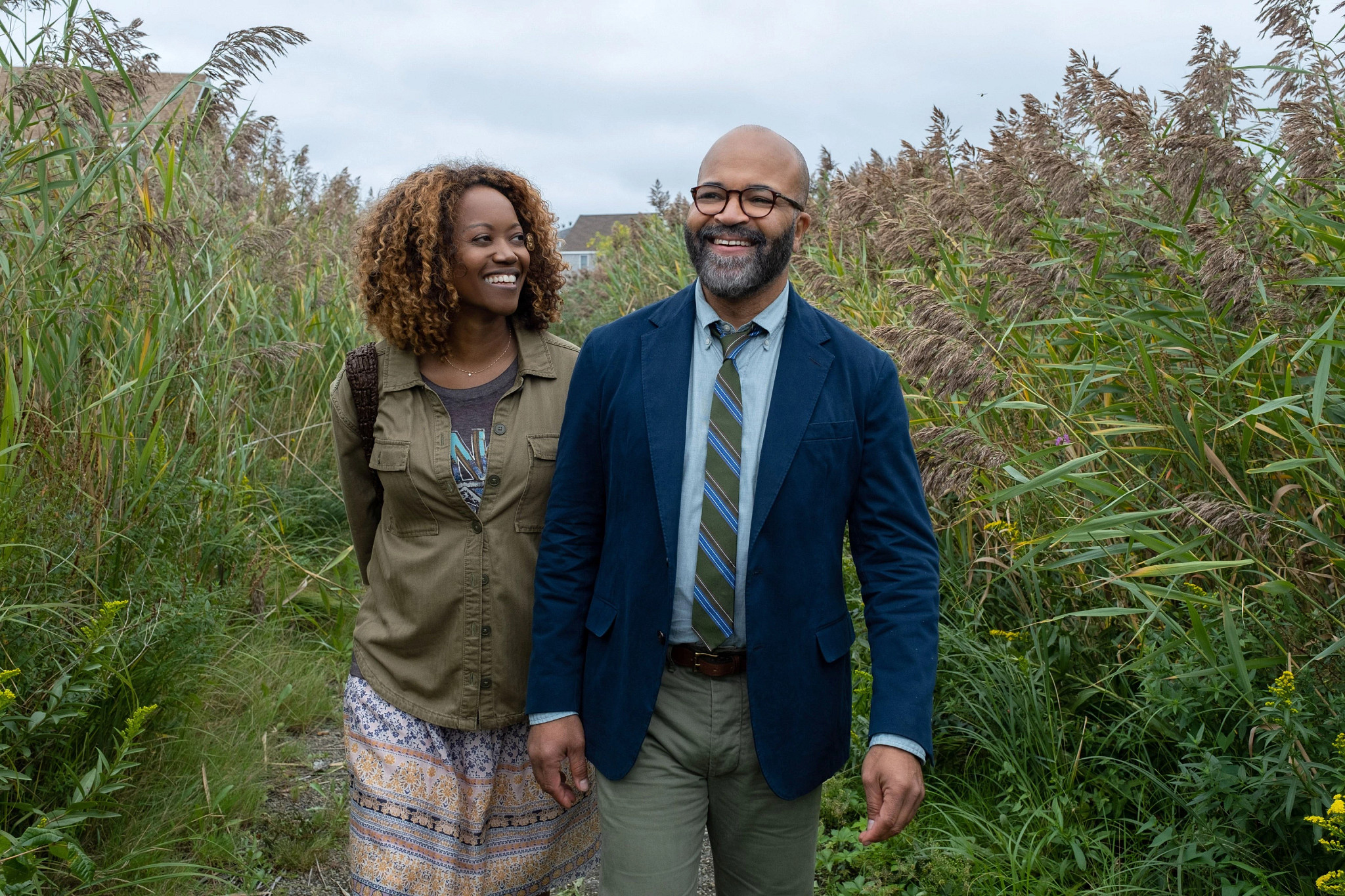 Erika Alexander and Jeffrey Wright in a scene from American Fiction