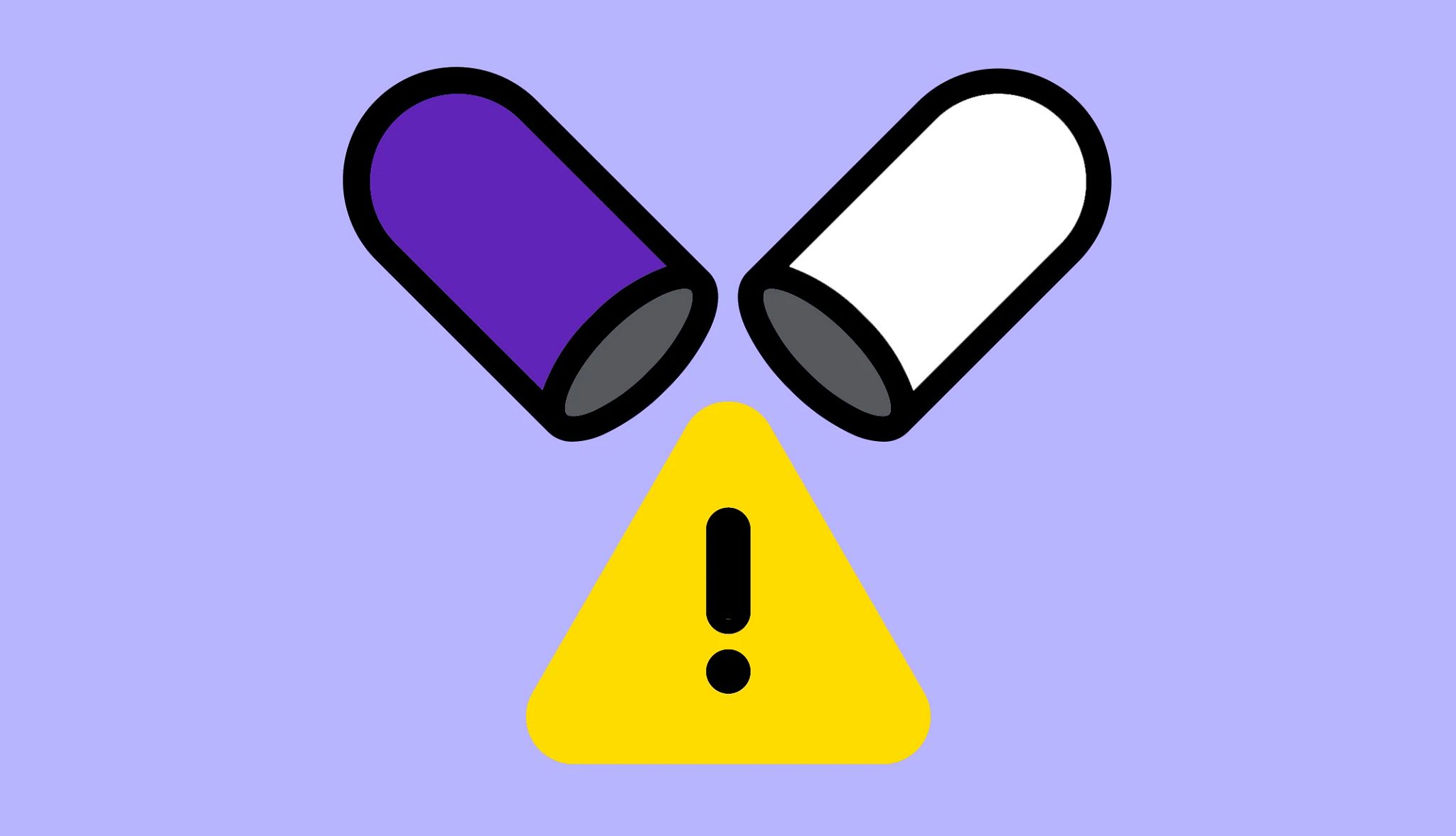 6 Popular Supplements That Can Damage Your Liver illustration of pill capsule opening over a warning sign