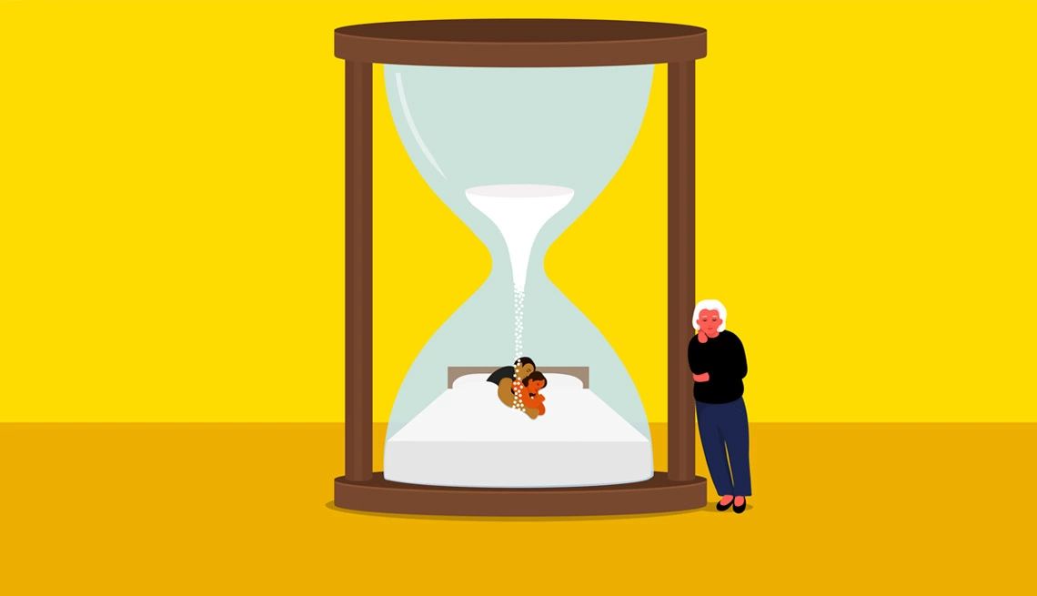 Why Did My Husband Tell Me About His One-Night Stand? an hour glass with a couple in bed inside of it with a woman standing on the outside