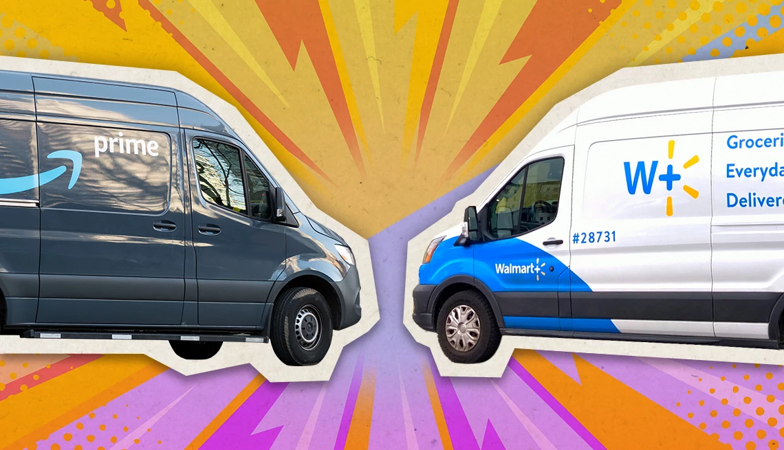 Amazon Prime vs. Walmart Plus two vans