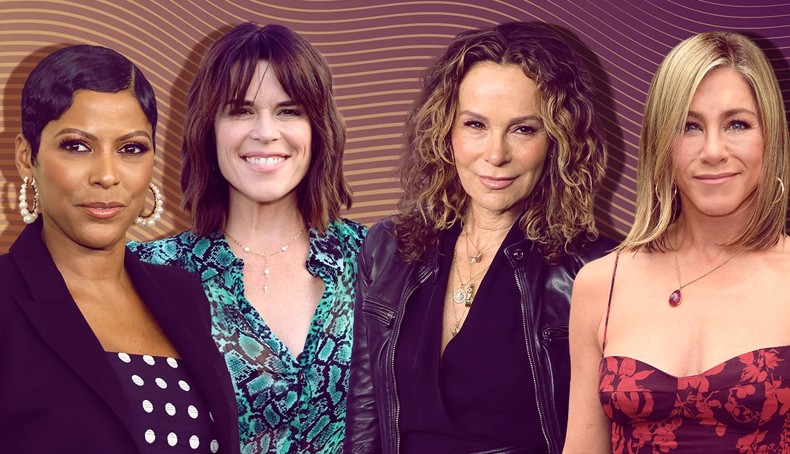 Tamron Hall, Neve Campbell, Jennifer Grey and Jennifer Aniston Tamron Hall, Neve Campbell, Jennifer Grey and Jennifer Aniston in various hairstyles