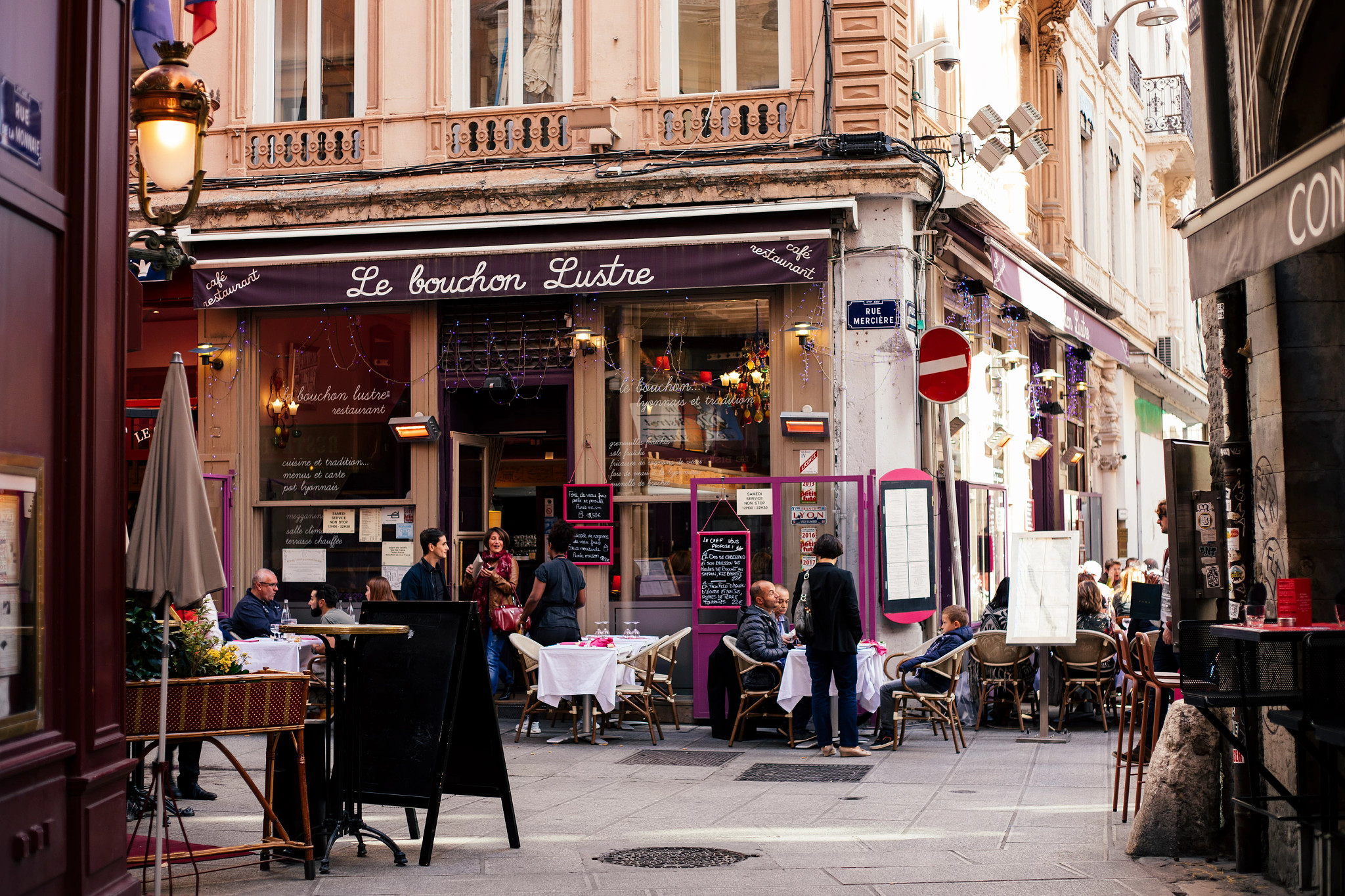 a street-corner restaurant in France