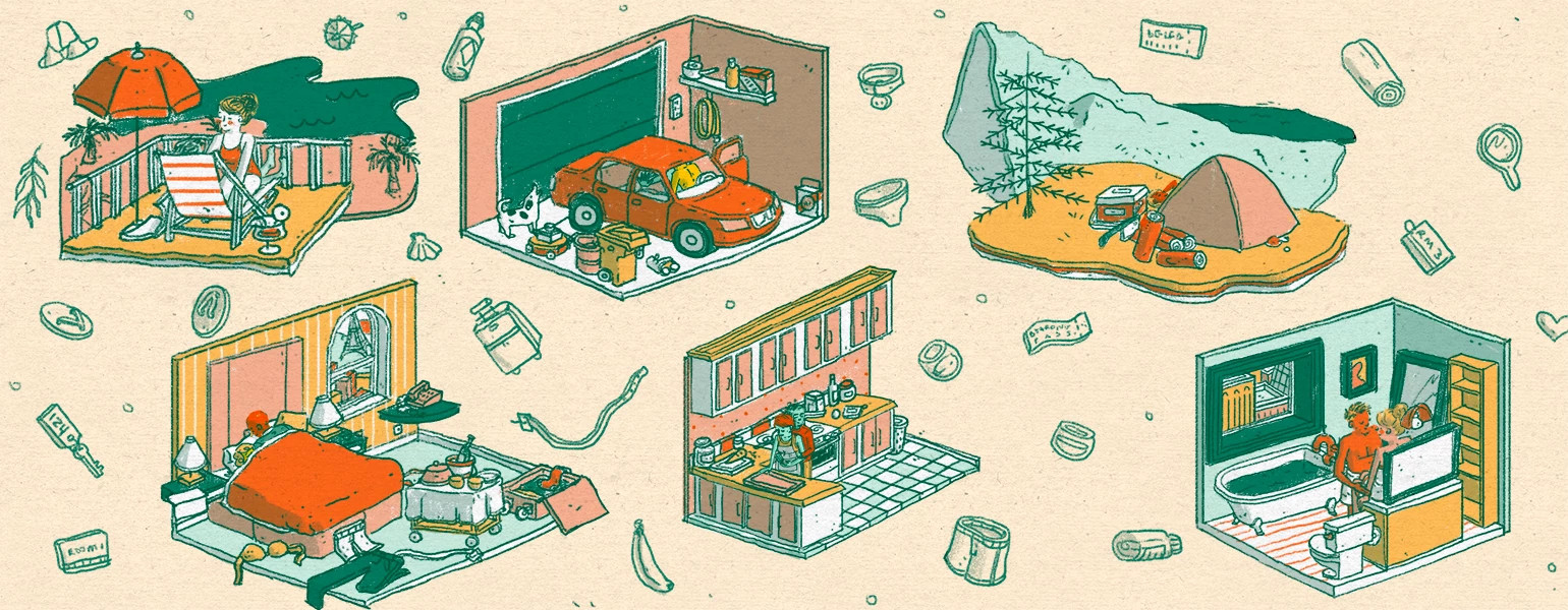 illustration of different locations to have sex