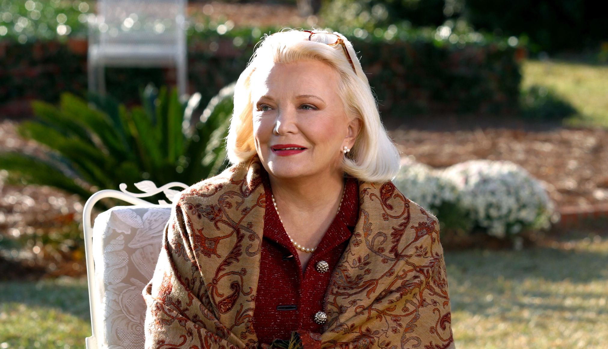 Gena Rowlands in The Notebook Gena Rowlands sitting outside in a chair in the film The Notebook