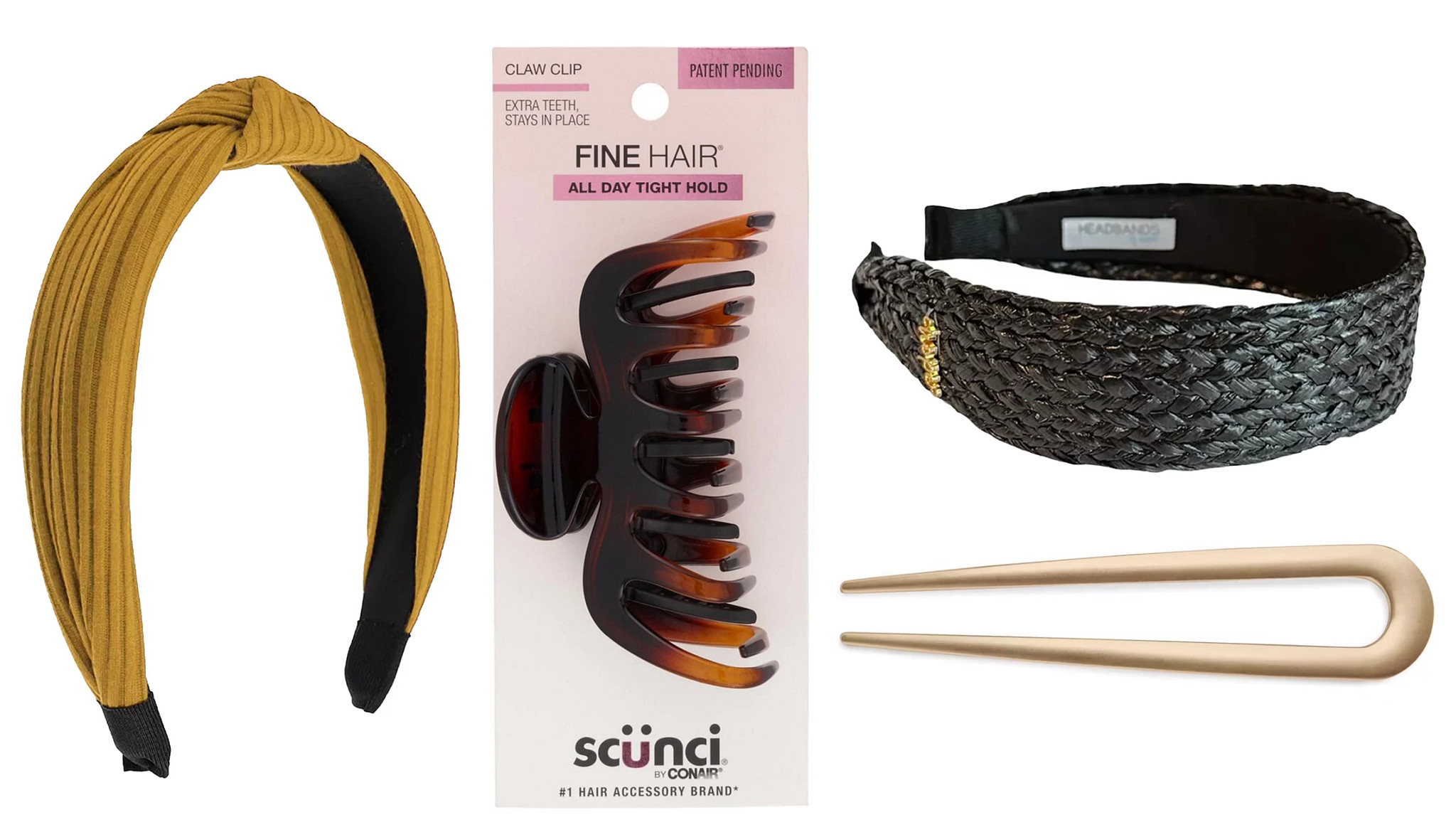 a collage with images of handy hair accessories for summer updos