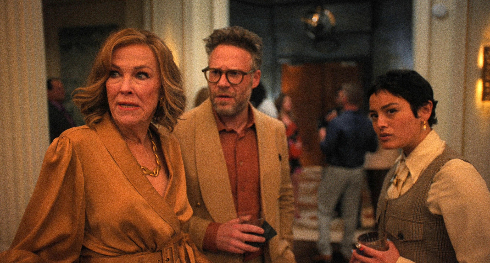 catherine O'Hara with Seth Rogen and Chase Sui