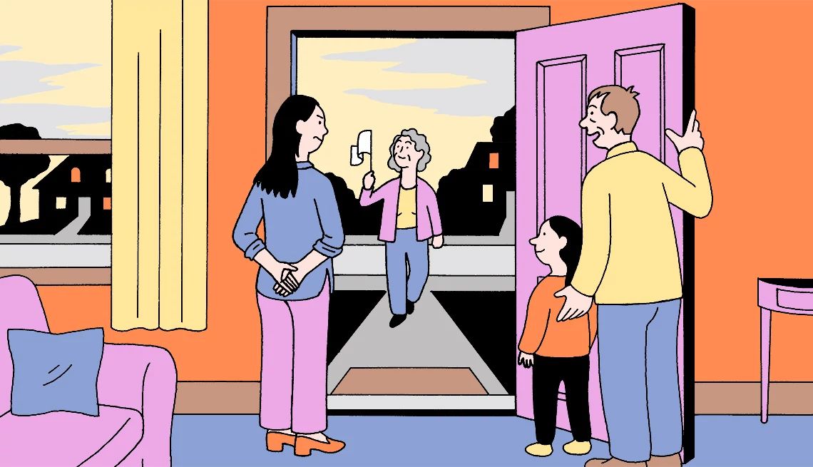 Bond with your daughter-in-law an older woman walks up to her family's front door waving a white flag